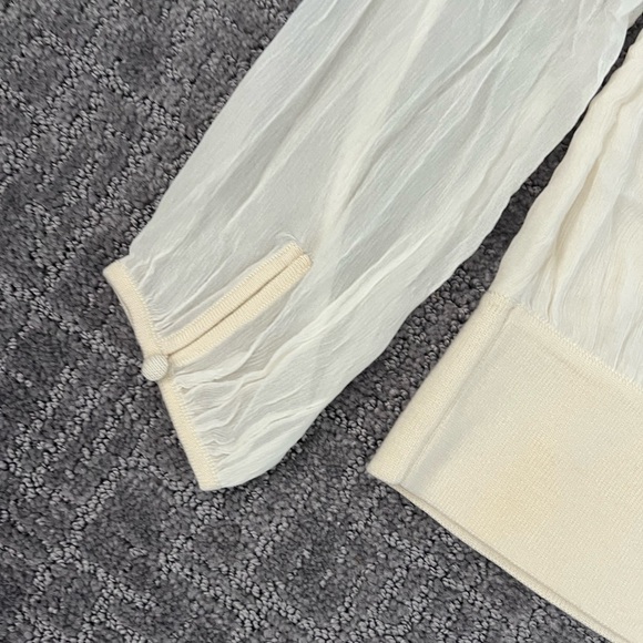 Ann Taylor Cream Long Sleeve Silk Blouse - Picture 6 of 6